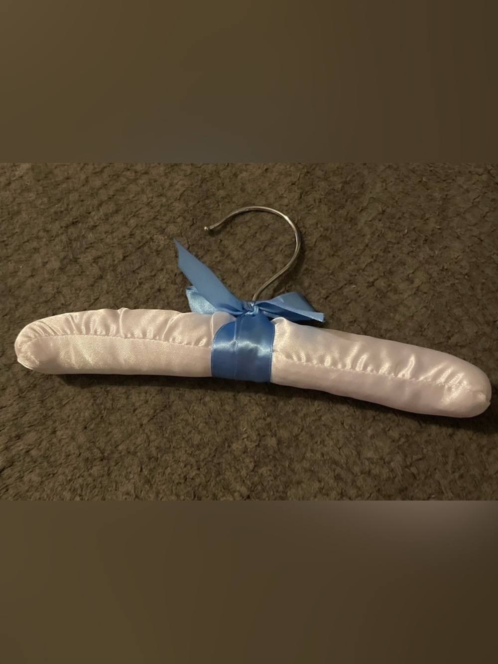 Satin Padded Hanger with Blue Ribbon for baby clothes